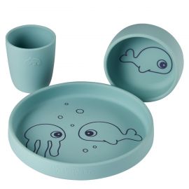 Siliconen eetset - Sea friends blue