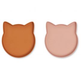 Set van 2 Marty borden - Cat mustard & dark rose mix